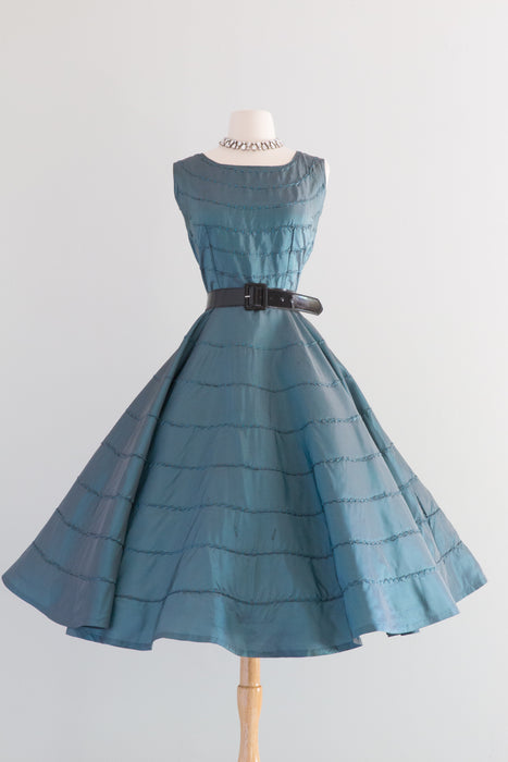 Fabulous 1950's Iridescent Sharkskin Taffeta Party Dress / Waist 30