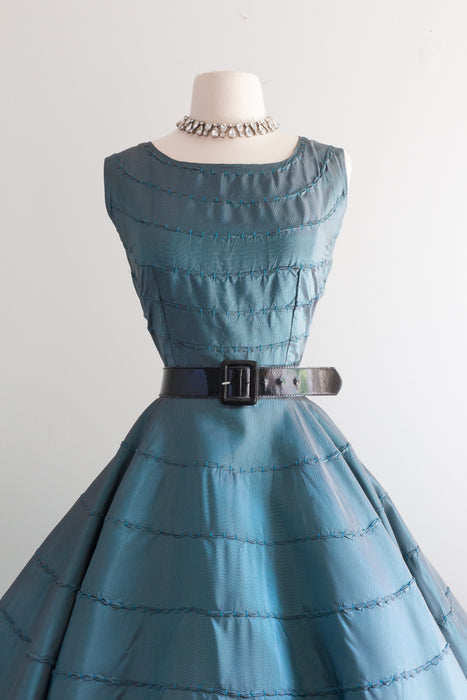 Fabulous 1950's Iridescent Sharkskin Taffeta Party Dress / Waist 30