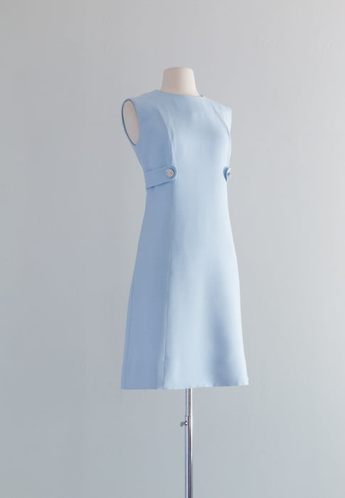 1960's Rona Mod Baby Blue Shift Dress / ML
