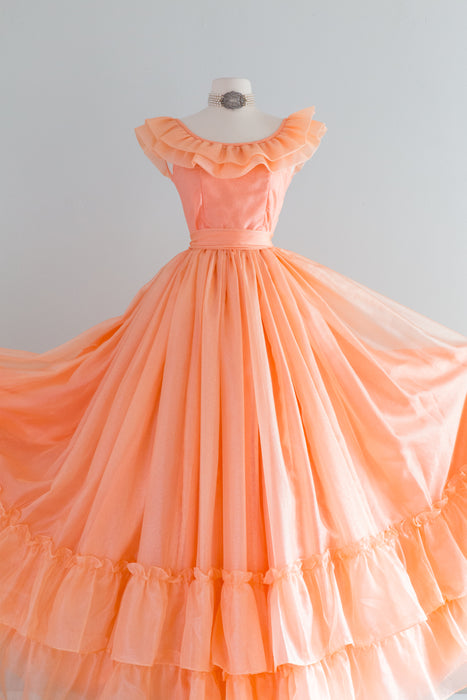 Vintage 1970's Peaches N' Cream Princess Gown / Small