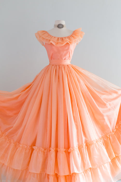 Vintage 1970's Peaches N' Cream Princess Gown / Small Xtabay Vintage Vintage 1970's Peaches N' Cream Princess Gown / Small Xtabay Vintage