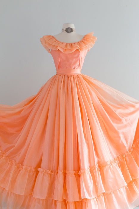 Vintage 1970's Peaches N' Cream Princess Gown / Small Xtabay Vintage Vintage 1970's Peaches N' Cream Princess Gown / Small Xtabay Vintage