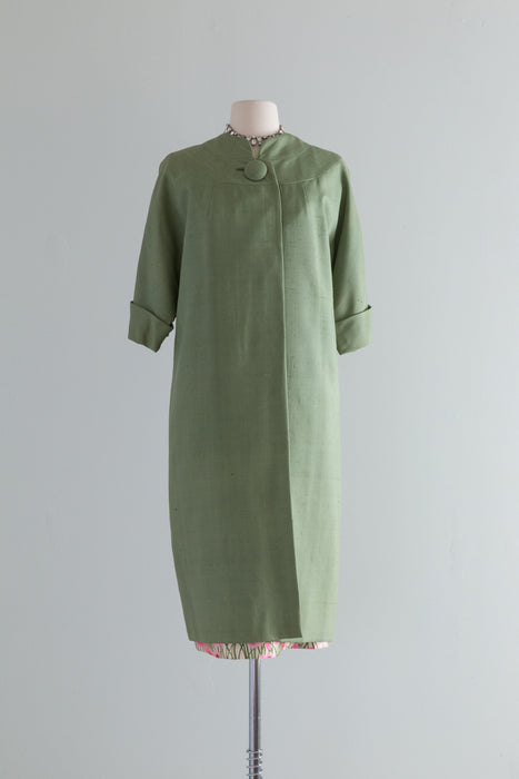 Vintage 1950's Silk Dress & Matching Coat Set From Razooks / Medium