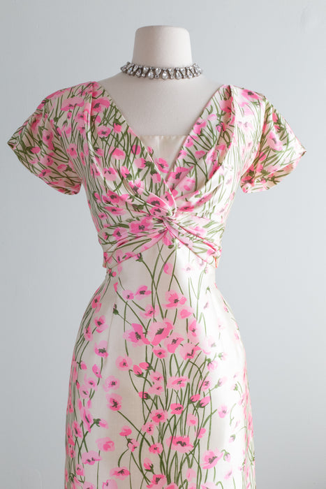 Vintage 1950's Silk Dress & Matching Coat Set From Razooks / Medium