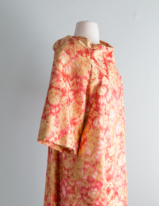 Spectacular 1950's Couture Opera Coat in Pink and Gold Silk Brocade / SM