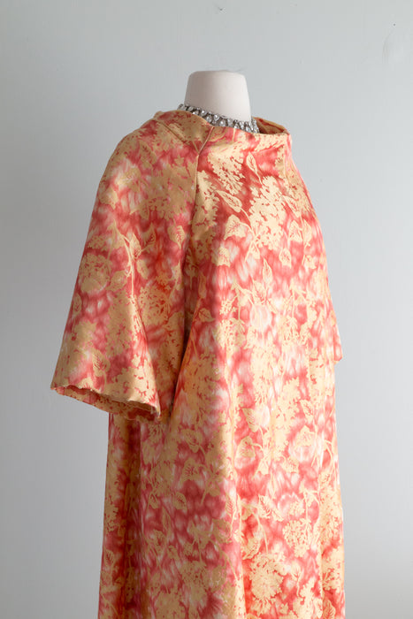Spectacular 1950's Couture Opera Coat in Pink and Gold Silk Brocade / SM