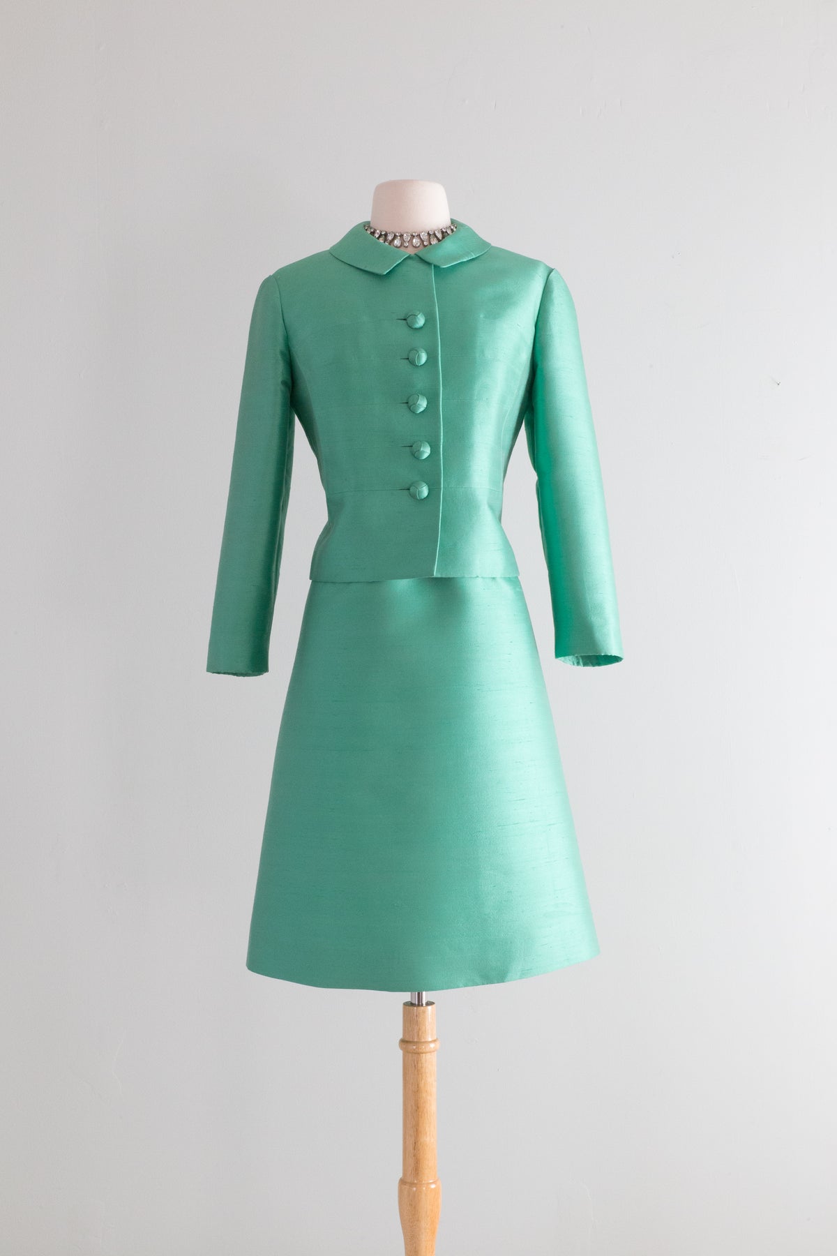 Sophisticated 1960's Shantung Silk Dress & Jacket in Bottle Green / Me – Xtabay Vintage