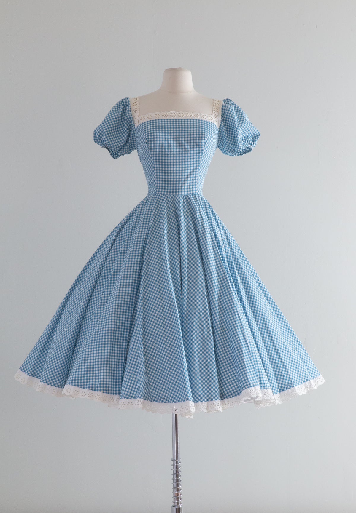 blue gingham summer dress 1950's American Beauty Iconic Carolyn Schnurer Gingham Summer Dress / –  Xtabay Vintage