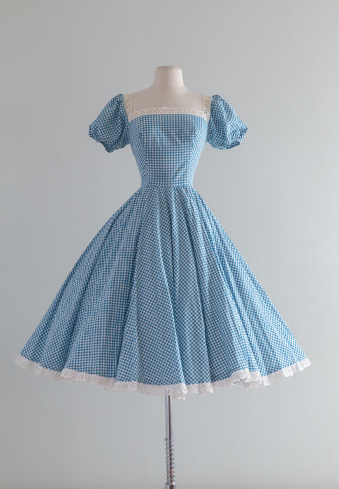1950's American Beauty Iconic Carolyn Schnurer Gingham Summer Dress / Waist 26