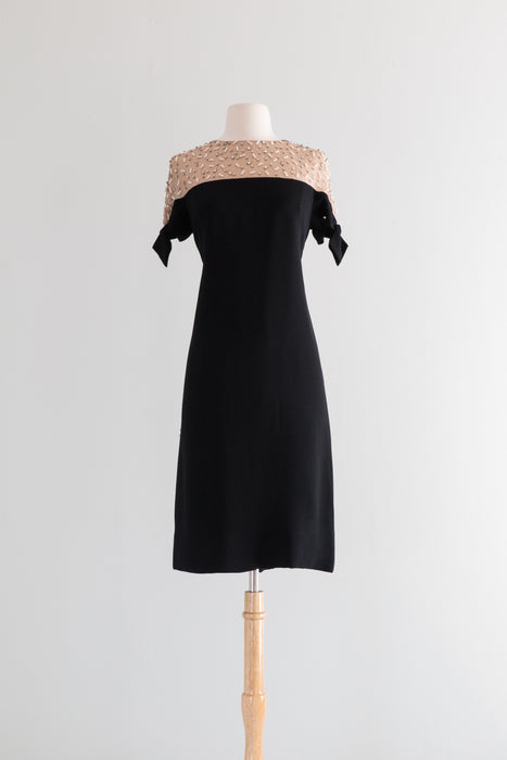Iconic 1960's Illusion Shoulder Little Black Dress by Patullo-Jo Copeland / ML