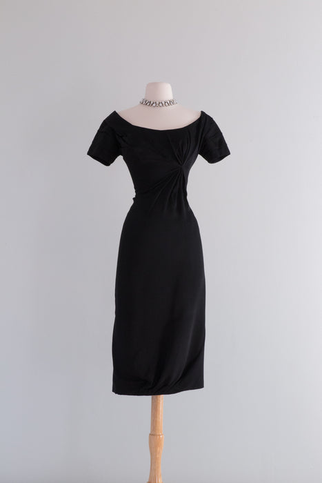 Iconic 1950's Black Silk Crepe Cocktail Dress By Ceil Chapman / Waist Xtabay Vintage Iconic 1950's Black Silk Crepe Cocktail Dress By Ceil Chapman / Waist Xtabay Vintage