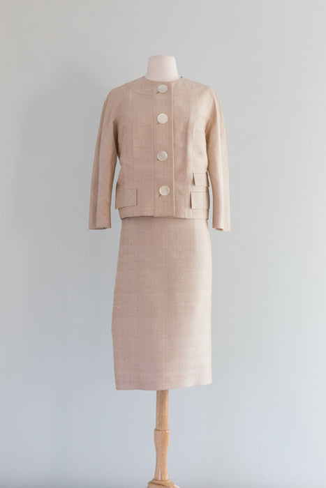 Fabulous 1960's Reversible Silk Coat & Suit Set / Medium Large