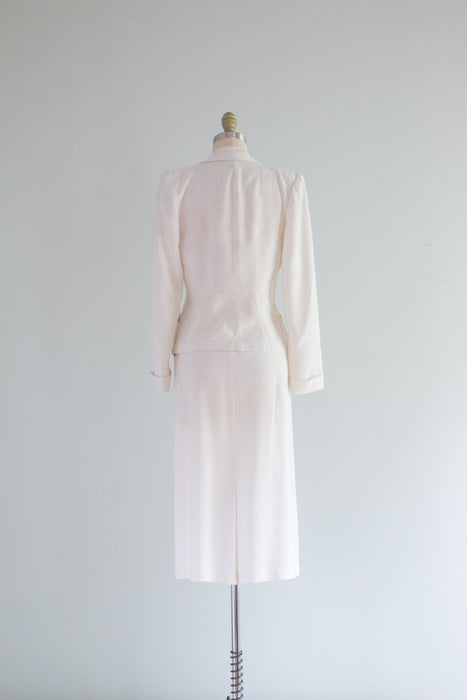 1940's Ivory Ladies Courthouse Wedding Suit / XS