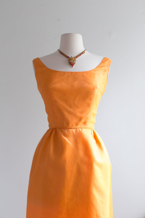 Vintage 1960's Orange Crush Organza Evening Gown / Small