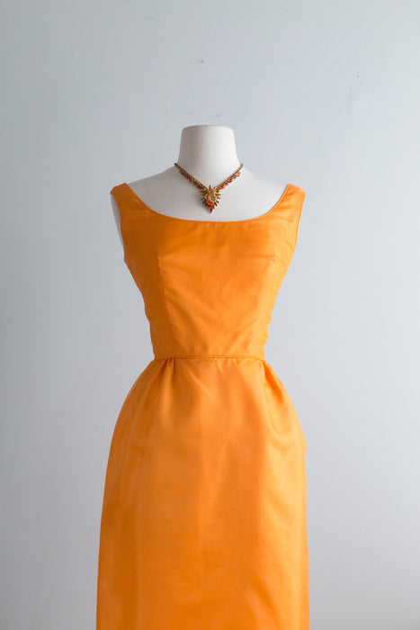 Vintage 1960's Orange Crush Organza Evening Gown / Small