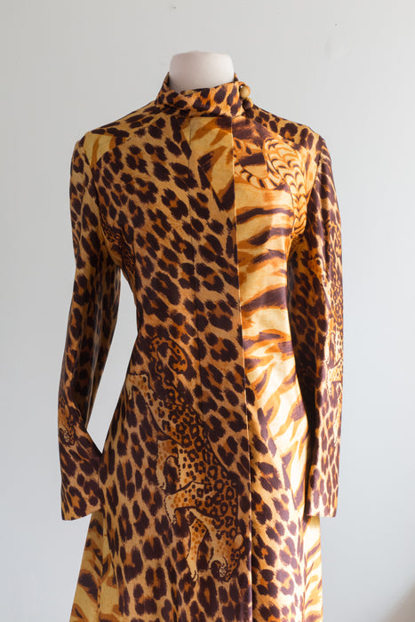 Fabulous 1960's Leopard & Tiger Print Fall Coat From Saks / Medium