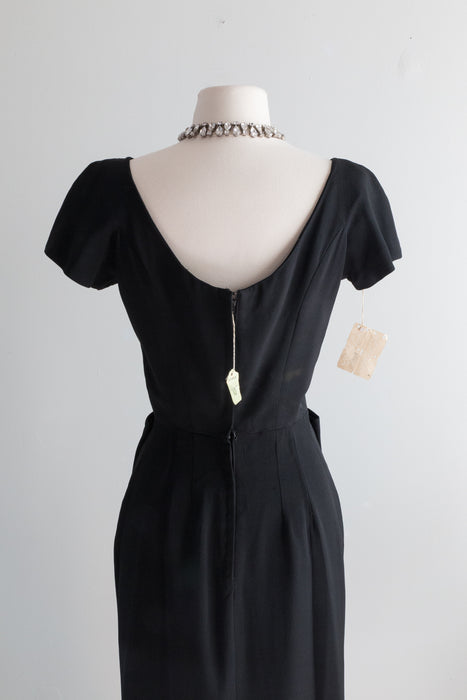Elegant 1950's NOS Classic Little Black Cocktail Dress By Gigi Young / Small