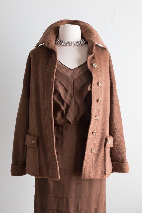 Vintage 1970's Chocolate Wool Jacket By Pierre Cardin / Small