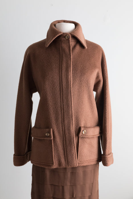 Vintage 1970's Chocolate Wool Jacket By Pierre Cardin / Small