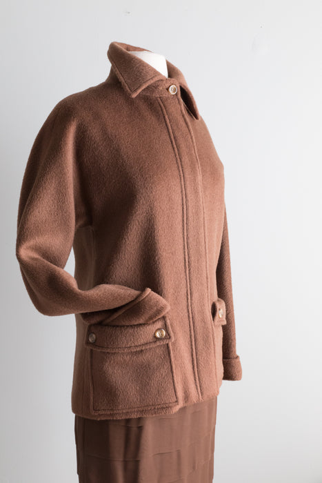 Vintage 1970's Chocolate Wool Jacket By Pierre Cardin / Small