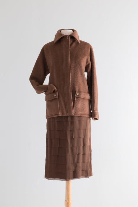 Vintage 1970's Chocolate Wool Jacket By Pierre Cardin / Small