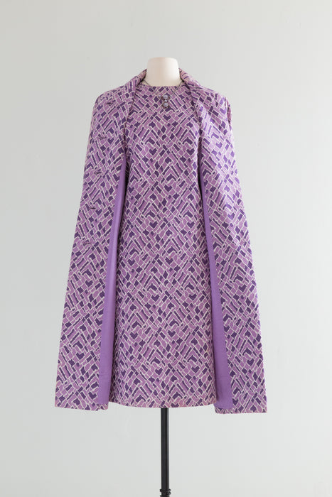 Fabulous 1960's Purple Coat and Dress Set From Bill Marre / Size ML