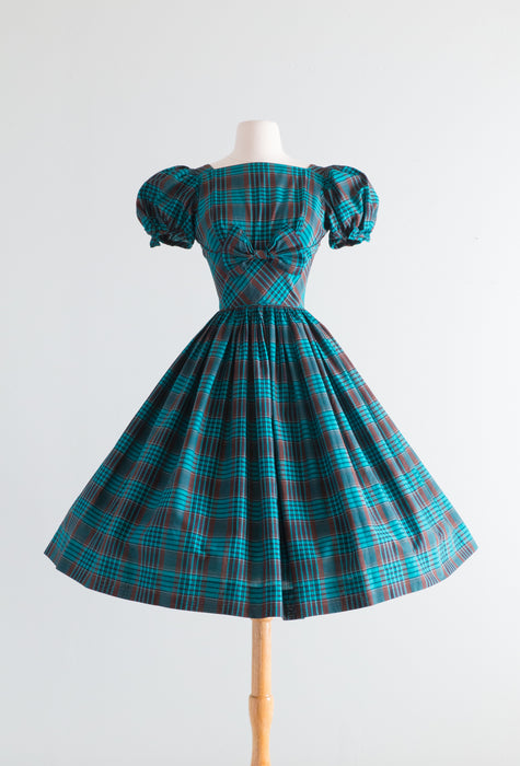 Darling 1950's Candi Jones Cotton Plaid Dress / Xs – Xtabay Vintage Darling 1950's Candi Jones Cotton Plaid Dress / Xs – Xtabay Vintage