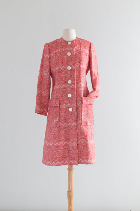 Darling 1960's MOD Red & White Dress and Coat Set By Branell / ML