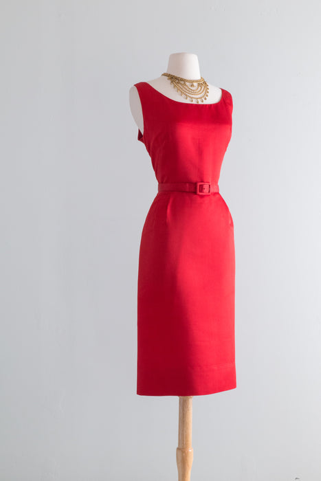 saks red dress Vintage 1950's Cherry Red Silk Cocktail Dress From Saks Fifth Ave./ Wa – Xtabay Vintage