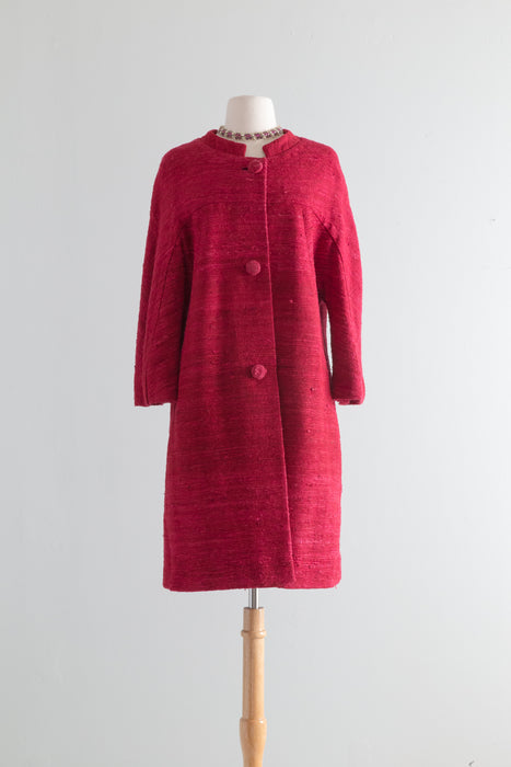 Elegant 1960's Custom Two Piece Dress & Coat Set / Petite Small