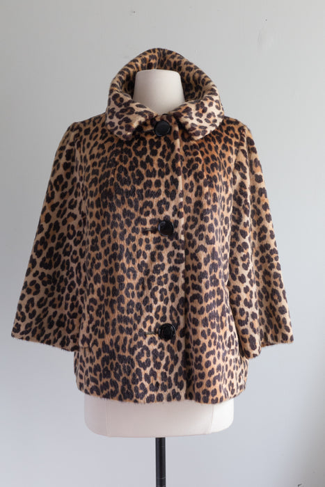 Fabulous 1960s Faux Leopard Print Jacket By Sportowne / Medium