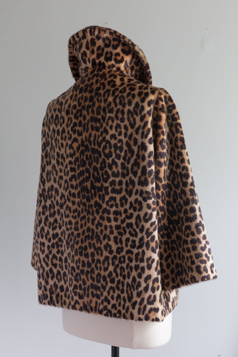 Fabulous 1960s Faux Leopard Print Jacket By Sportowne / Medium