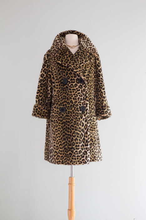 Glamorous 1960's Leopard Print Coat From I Magnin / Medium