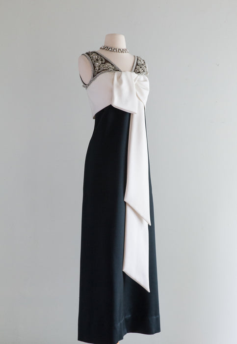 vintage black tie dresses Glamorous 1960's Black Tie Evening Gown With Rhinestones / Medium – Xtabay Vintage