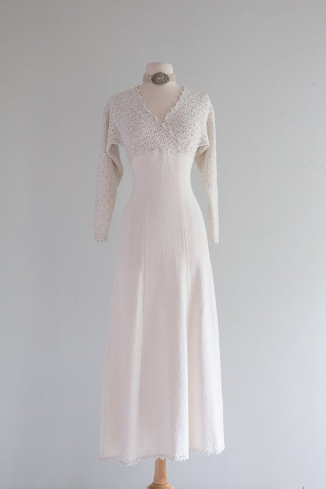 Sexy 1970's Ivory Knit Wedding Dress / Small