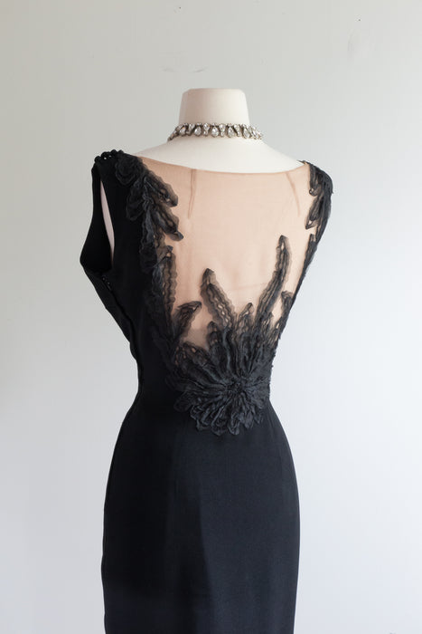 Fabulous 1950's Sydney North Black Cocktail Dress / SM