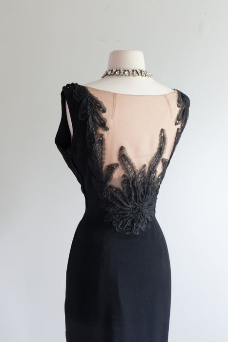 Fabulous 1950's Sydney North Black Cocktail Dress / SM