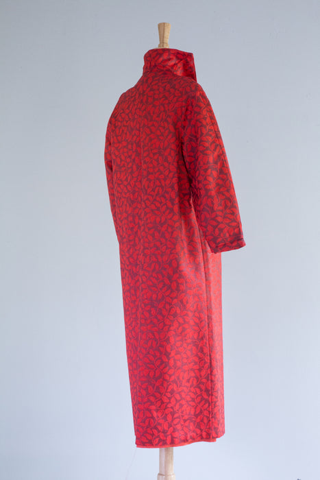 Fabulous 1950's Red Faille Evening Coat / Medium