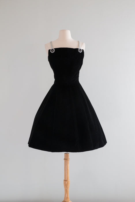 Fabulous 1950's Suzy Perette  Black Velvet Party Dress / M