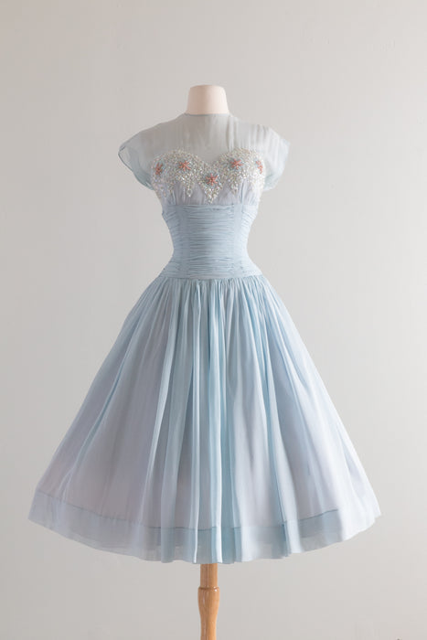 The Dreamiest 1950's Pale Blue Party Dress / Small