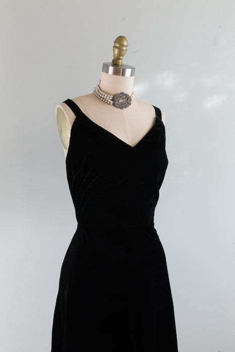 Elegant 1930's Black Silk Couture Evening Gown / Small