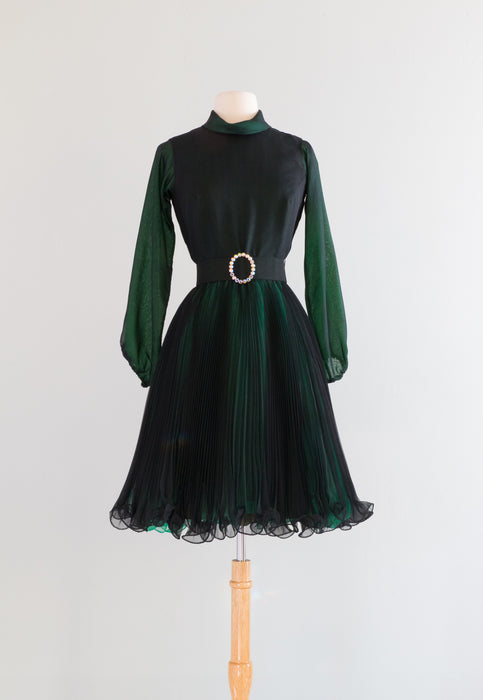 Vintage Jack Bryan Greensleeves Pleated 1960's Party Dress / Small