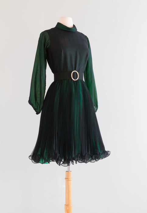 Vintage Jack Bryan Greensleeves Pleated 1960's Party Dress / Small