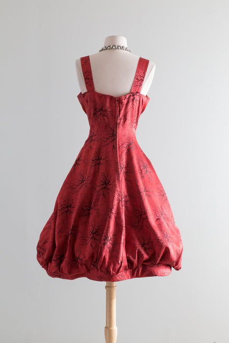 Wicked 1950's Frank Usher Crimson Cocktail Party Dress / Small