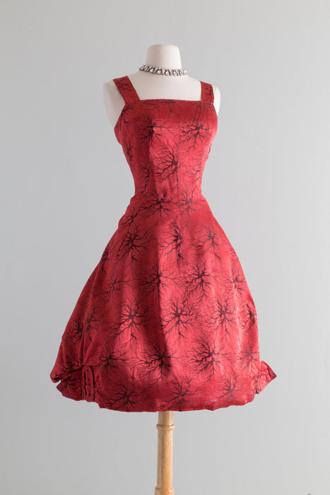 Wicked 1950's Frank Usher Crimson Cocktail Party Dress / Small