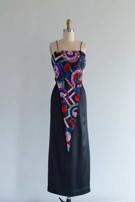 Vintage 1980's Memphis Style Judy Hornby Evening Gown / Small
