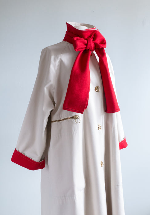 ICONIC 1970's Bonnie Cashin Red & White Coat and Scarf / ML