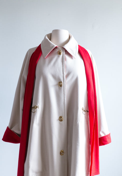 ICONIC 1970's Bonnie Cashin Red & White Coat and Scarf / ML