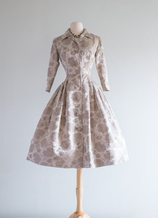Gorgeous 1950's Silk Cocktail Dress From Lipmans / Waist 26"