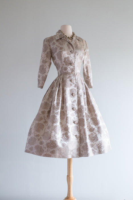 Gorgeous 1950's Silk Cocktail Dress From Lipmans / Waist 26"
